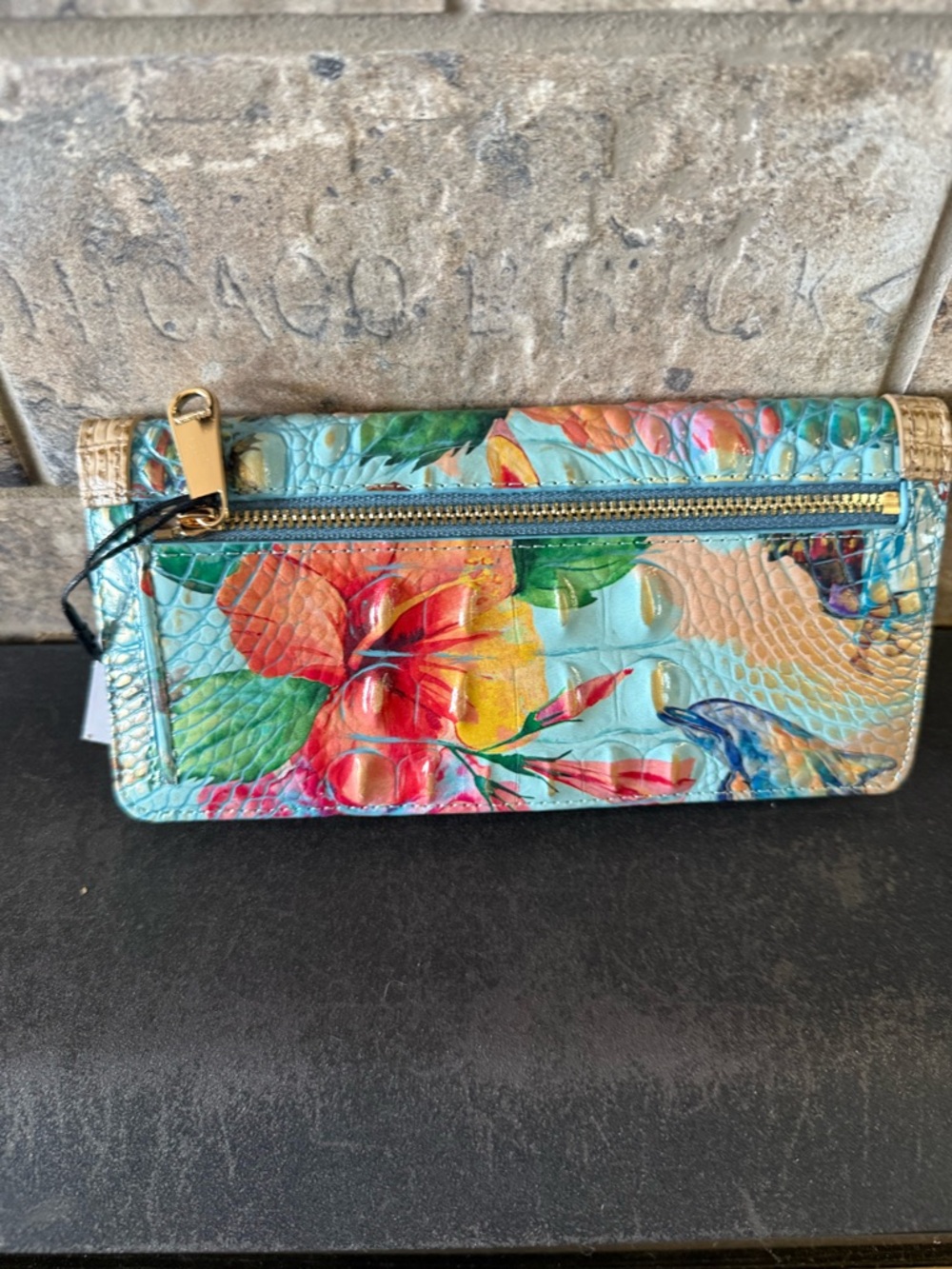 Brahmin Blue Tropical Eliza Tote Bag in Multi-Banner w/ wallet - Picture 11 of 14